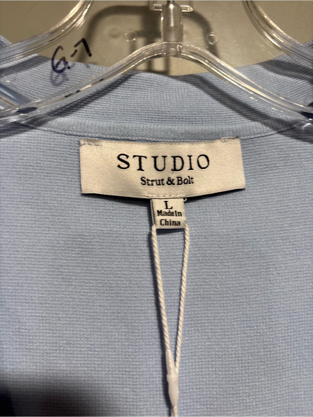 Studio Light Blue Sleeveless Striped Blazer Vest with Navy Accents - Picture 3 of 4